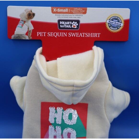 Heart TO Tail Size X-Small Holiday Pet Dog Sequins Sweatshirt Hooded Christmas - Picture 4 of 5